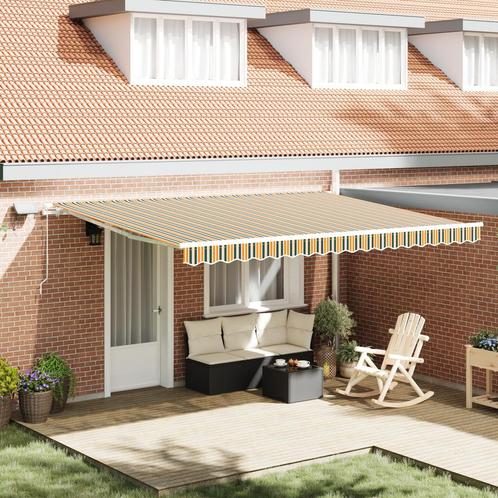 vidaXL Handbediende uittrekbare luifel met LED in Groen en, Tuin en Terras, Zonneschermen, Nieuw, Verzenden
