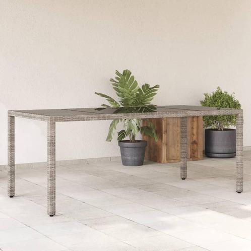 vidaXL Tuintafel met glazen blad 190x90x75 cm poly rattan, Tuin en Terras, Tuintafels, Nieuw, Verzenden
