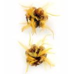 Zijdebloem corsage met gouden veren - Haarbloemen, Ophalen of Verzenden, Nieuw