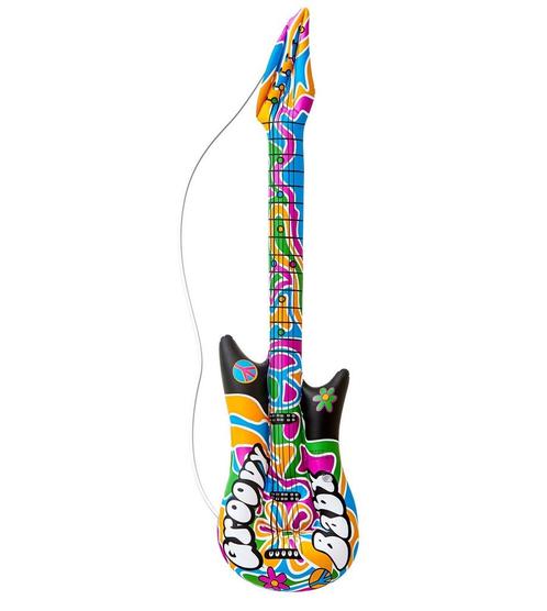 Hippie 60S Opblaas Gitaar 1,05m, Hobby en Vrije tijd, Feestartikelen, Nieuw, Verzenden