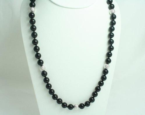 Halsketting - 18 karaat Witgoud Onyx - Onyx ketting, Sieraden, Tassen en Uiterlijk, Kettingen
