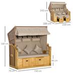 TRUUSK Strandstoel 3-zits Zonneligstoel Met Dak En 2 Klaptaf, Tuin en Terras, Tuinstoelen, Verzenden, Nieuw