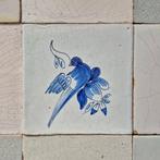 Antiek Tegel (9) - Floraal met vogels en vlinders - Antiek -, Antiek en Kunst, Antiek | Glas en Kristal