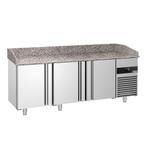 GGM Gastro | Pizza koelwerkbank PREMIUM - 2100x800mm - met 3, Verzenden, Nieuw in verpakking, RVS Meubilair