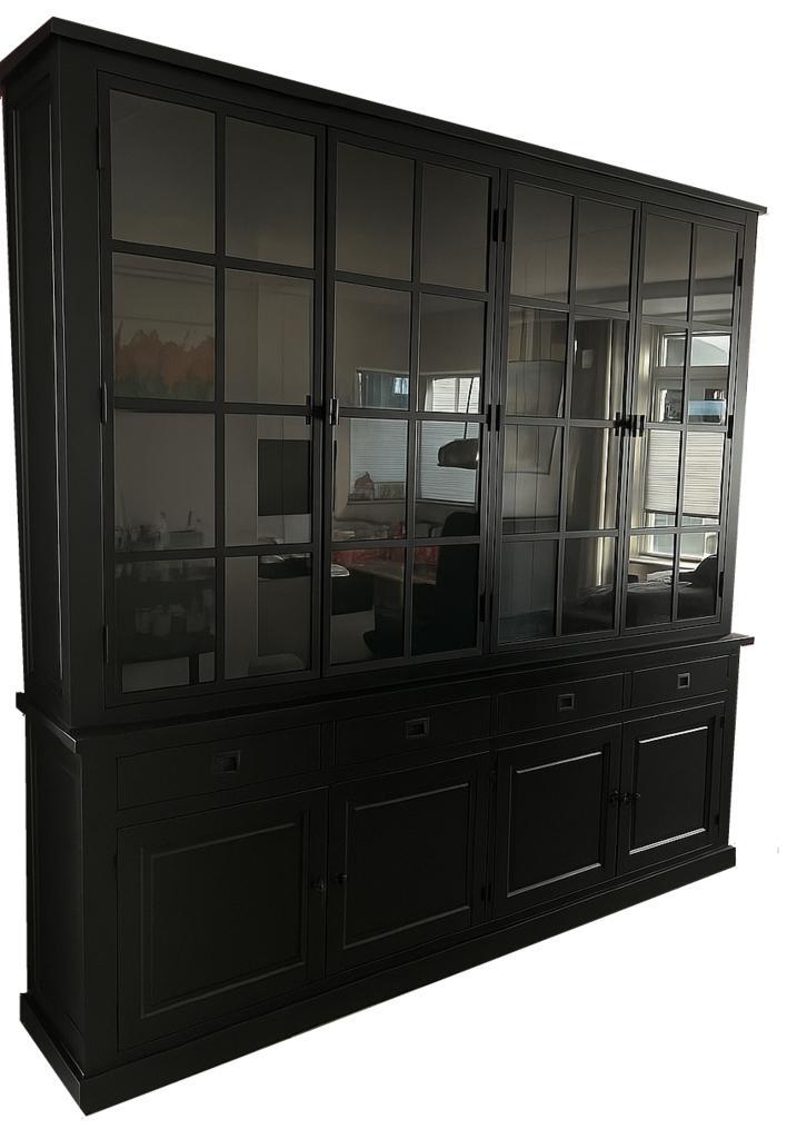 Buffetkast Soest zwart - zwart met stalen deuren 250 x 240cm, Huis en Inrichting, Kasten | Buffetkasten, Ophalen of Verzenden