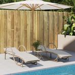 vidaXL Ligstoelen 2 st met kussens poly rattan beige, Tuin en Terras, Ligbedden, Verzenden, Nieuw