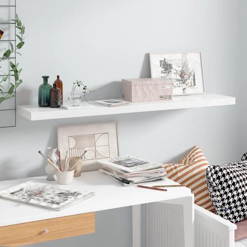 vidaXL Wandschap zwevend 120x23,5x3,8 cm MDF hoogglans wit, Huis en Inrichting, Woonaccessoires | Wandplanken en Boekenplanken