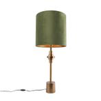 Tafellamp brons velours kap groen 40 cm - Diverso, Huis en Inrichting, Lampen | Tafellampen, Nieuw, Art Deco, 75 cm of meer