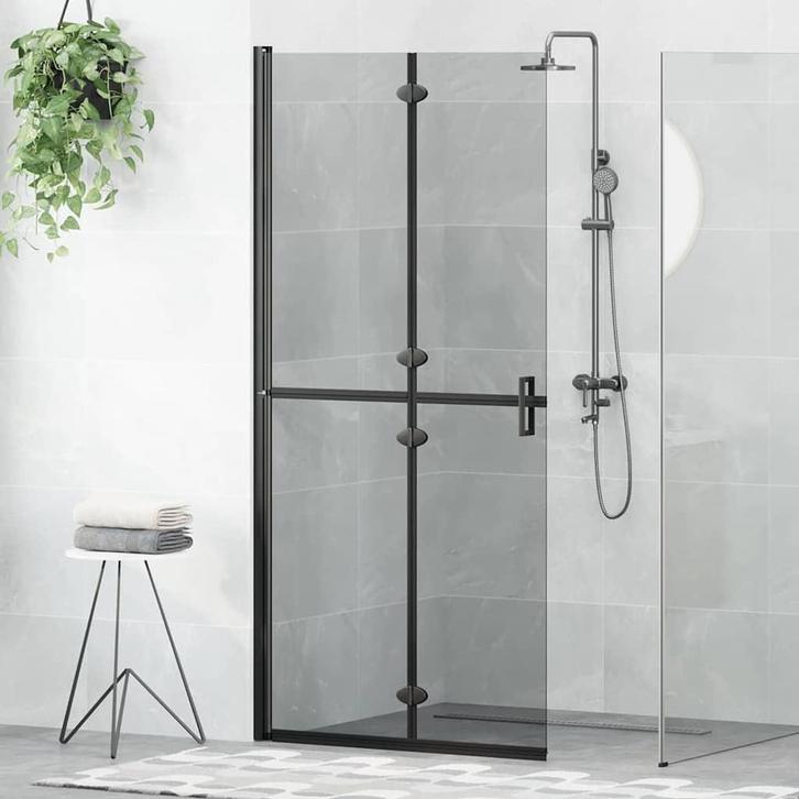 vidaXL Inloop douche wand Zwart en donkertransparant 90 x, Doe-het-zelf en Verbouw, Sanitair, Nieuw, Verzenden