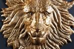 Gouden wanddecoratie WILDLIFE LION 60cm gouden metalen, Ophalen of Verzenden, Nieuw