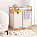 COSTWAY Bamboe Wasmand met Twee Compartimenten 2-Sectie Wass, Huis en Inrichting, Badkamer | Badtextiel en Accessoires, Verzenden