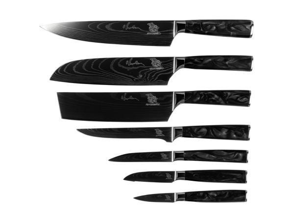 Veiling - Messerhai 8dlg Messenset RVS 15° Kuro Black Edit., Huis en Inrichting, Keuken | Keukenbenodigdheden