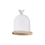 Stolp 9cm Glas - Hout - Vogeltje, Verzenden, Nieuw