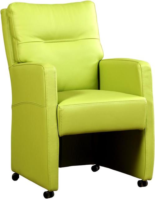 Felgroene leren landelijke eetkamerfauteuil - Toledo Leer Li, Huis en Inrichting, Stoelen, Eén, Overige kleuren, Nieuw, Leer, Ophalen of Verzenden