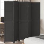 vidaXL Kamerscherm met 5 panelen massief paulowniahout zwart, Verzenden, Nieuw