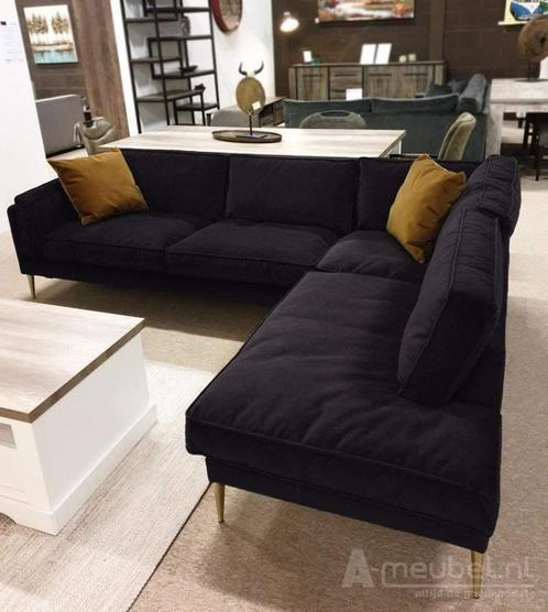 Hoekbank Alverna - hoekbanken - Antraciet, Huis en Inrichting, Banken | Sofa's en Chaises Longues, Nieuw, Stof