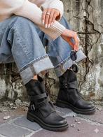 `Gave black biker flap Boots met rits, Ophalen of Verzenden, Nieuw, Lage of Enkellaarzen