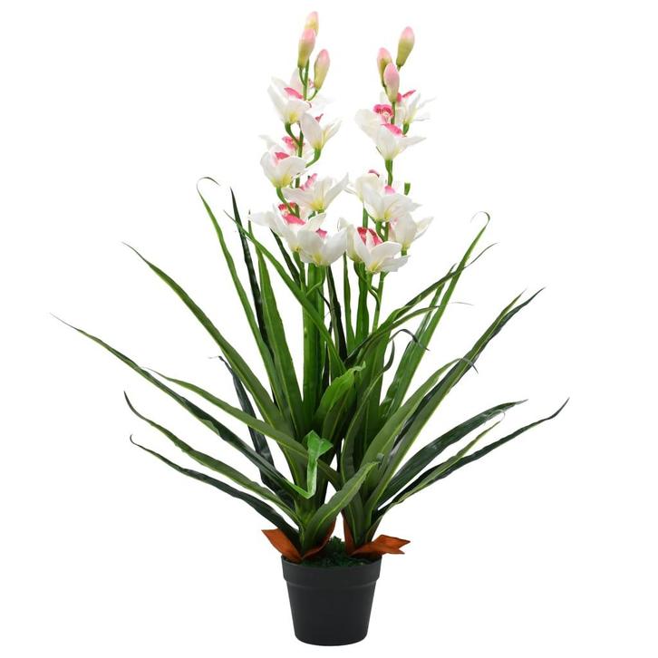 vidaXL Kunstplant met pot cymbidium orchidee 100 cm groen, Huis en Inrichting, Woonaccessoires | Kunstplanten en Kunstbloemen