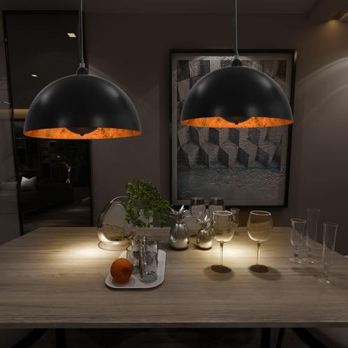 vidaXL Plafondlampen 2 st halfrond E27 40 cm zwart en, Huis en Inrichting, Lampen | Overige, Nieuw, Verzenden