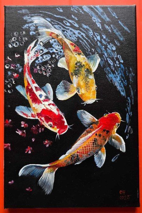 Alexander Nakonechnyi (XX-XXI) - Carpa Koi, Antiek en Kunst, Kunst | Schilderijen | Klassiek