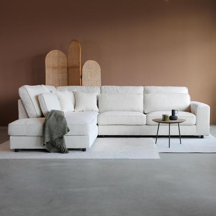 *WOONWINKEL* PEPP Interiors Richie Boucle Hoekbank Naturel M, Huis en Inrichting, Banken | Bankstellen, Nieuw, Verzenden