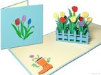 Tuintje met 11 Hollandse Tulpen Bloemen pop-up kaart, Nieuw, Verzenden