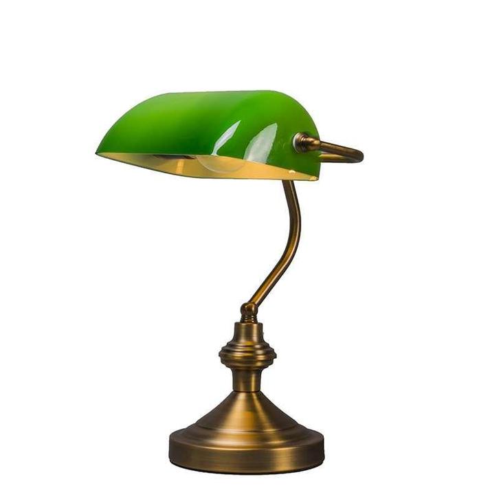 Klassieke tafellamp/notarislamp brons met groen glas -, Huis en Inrichting, Lampen | Tafellampen, Nieuw, Verzenden