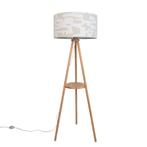 Vloerlamp hout tripod met wit en beige gestreepte kap 50cm, Huis en Inrichting, Lampen | Vloerlampen, Verzenden, Nieuw, Hout, Scandinavisch
