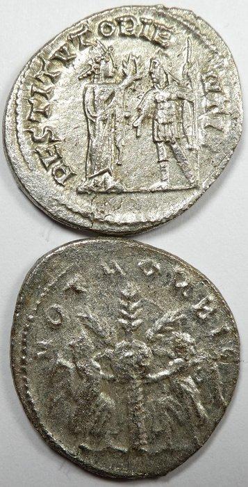 Romeinse Rijk. Valerian I (AD 253–260) Lot of 2. AR, Postzegels en Munten, Munten | Europa | Niet-Euromunten