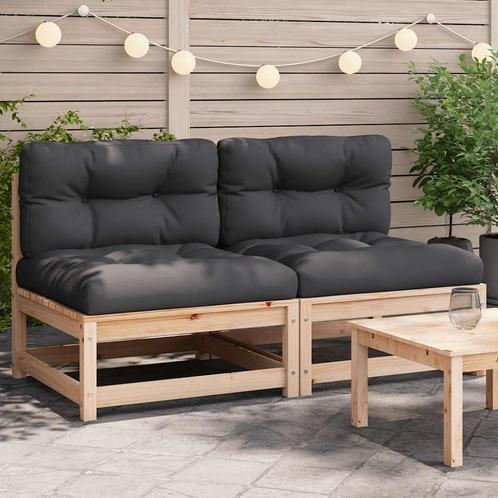 vidaXL Tuinbanken 2 st zonder armleuningen met kussens, Tuin en Terras, Tuinsets en Loungesets, Nieuw, Verzenden