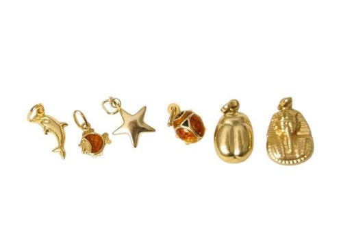 Hanger - 18 karaat Geel goud - 6 charme verzameling, Sieraden, Tassen en Uiterlijk, Antieke sieraden