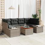 vidaXL 7-delige Tuinbankenset met kussens poly rattan, Verzenden, Nieuw, Rotan