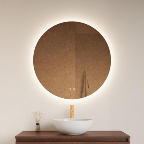Spiegel Gliss Design Oko Koper Rond LED Verlichting Incl., Doe-het-zelf en Verbouw, Sanitair, Bad, Nieuw, Ophalen of Verzenden