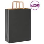 vidaXL Papieren zakken 250 st met hengsels 26x12x35 cm zwart, Diversen, Cadeauverpakkingen, Verzenden, Nieuw