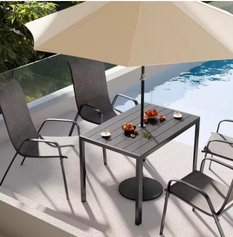 Tuintafel WPC en Aluminium – Parasolgat, Weerbestendig, Tuin en Terras, Tuintafels, Nieuw, Verzenden