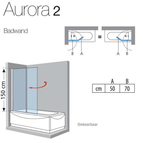 Aanbieding: Badklapwand Novellini Aurora 2 delig 120x150cm, Doe-het-zelf en Verbouw, Sanitair, Ophalen of Verzenden