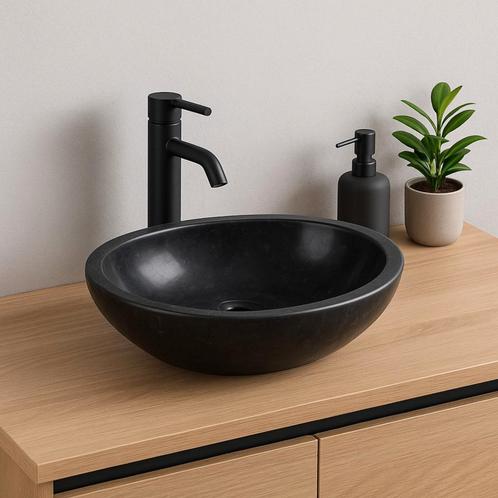 Wasbak | Wastafel | Marmer | 40x30x12 | Natuursteen | Zwart, Doe-het-zelf en Verbouw, Sanitair, Nieuw, Steen, Wastafel, Verzenden