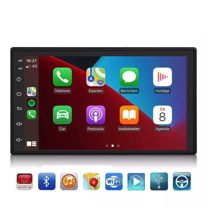 2 Din autoradio CarPlay draadloos - Android 10, Auto diversen, Autoradio's, Ophalen of Verzenden