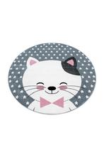 Rond Kindervloerkleed | Kids Leuke Kat | Roze | 160x160 cm, Verzenden, Nieuw