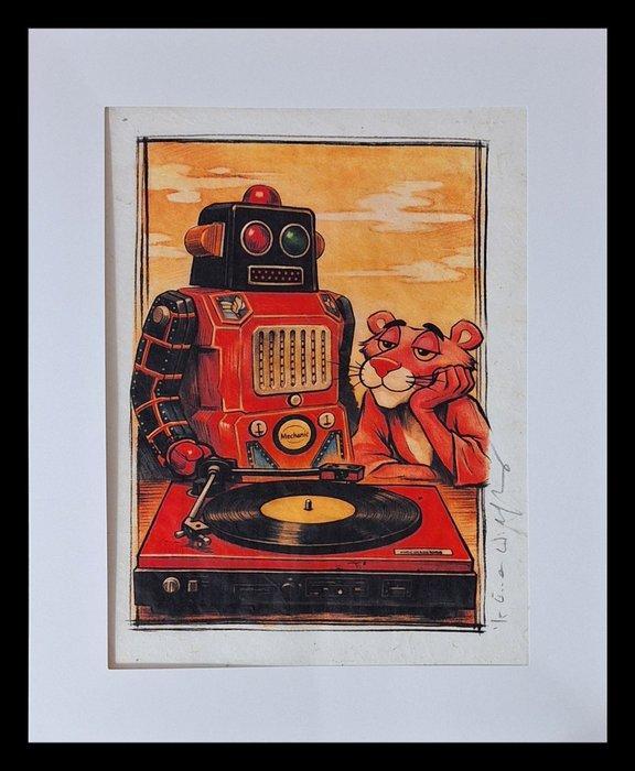 Emma Wildfang - Pink Panther with Giant Sonic Robot, Antiek en Kunst, Antiek | Speelgoed