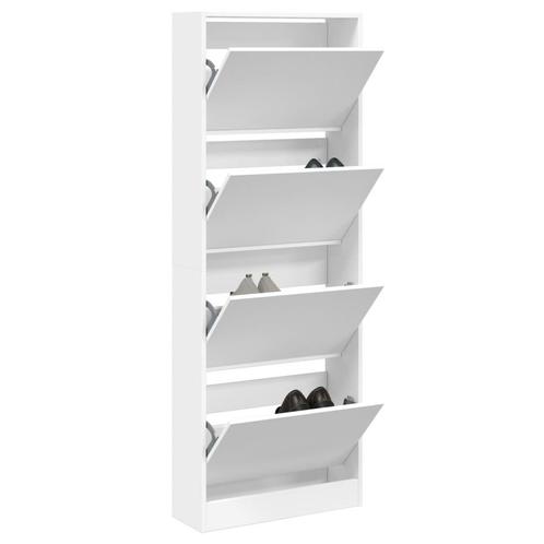 vidaXL Schoenenkast 60x21x163,5 cm bewerkt hout wit, Huis en Inrichting, Kasten | Schoenenrekken, Nieuw, Verzenden