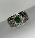 Ring Zilver -  1.53ct. tw. Smaragd - Diamant