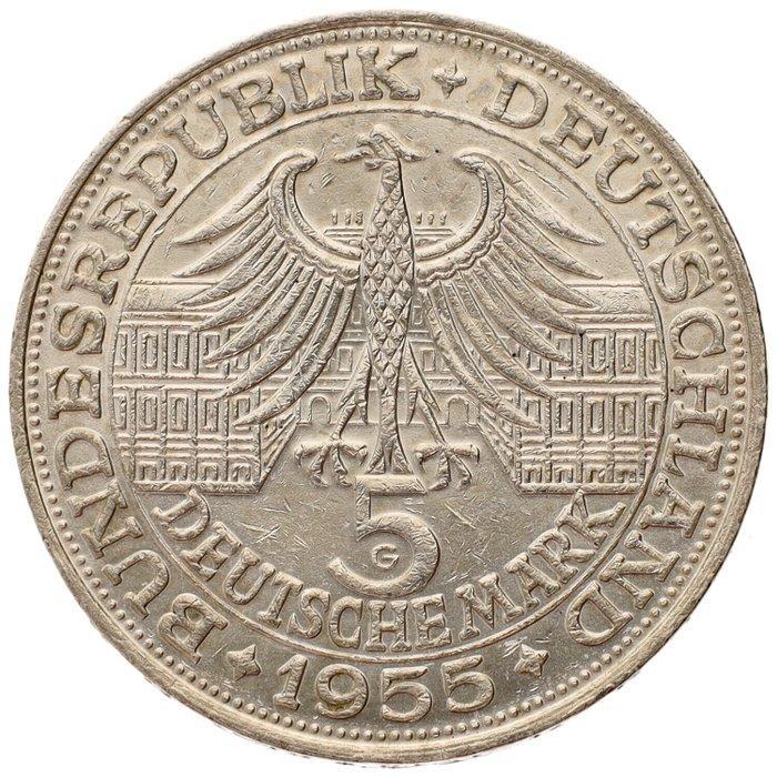 Duitsland. 5 Mark 1955 - Türkenlouis (Zonder Minimumprijs), Postzegels en Munten, Munten | Europa | Niet-Euromunten