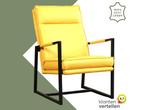 Leren fauteuil Square - Toledo Giallo (geel), Huis en Inrichting, Fauteuils, Nieuw, Ophalen of Verzenden, 50 tot 75 cm, Industrieel, Modern