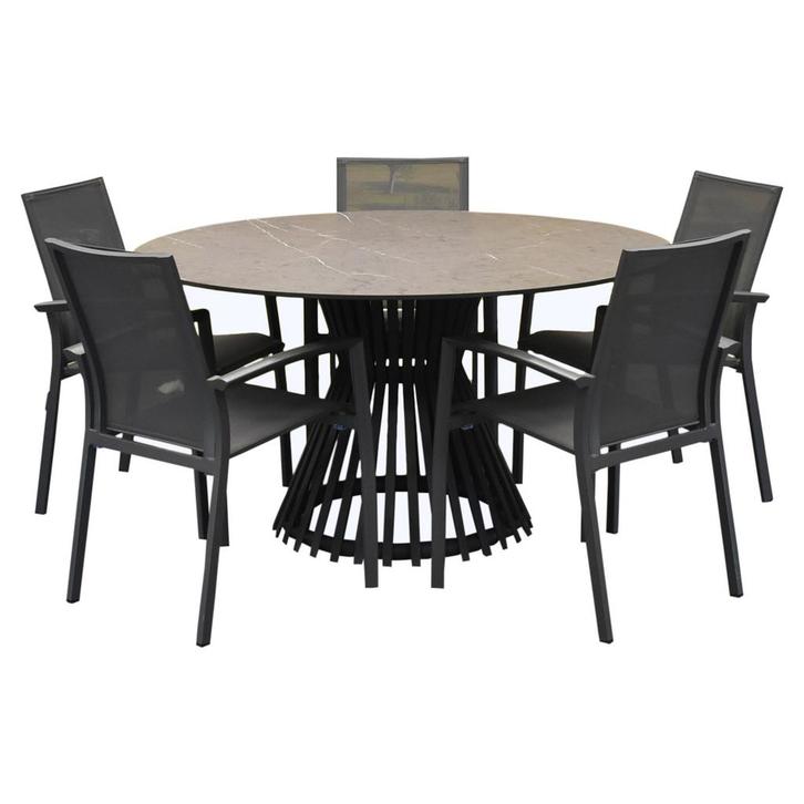 Malaga Pasadena dining tuinset 140xH75 cm rond 6 delig, Tuin en Terras, Tuinsets en Loungesets, Nieuw, Ophalen of Verzenden