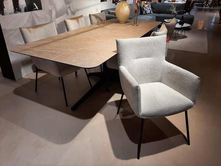 Eetkamerstoelen Dariona (set van 6) **SHOWROOMMODEL**, Huis en Inrichting, Stoelen, Grijs, Nieuw, Stof