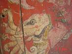 Paneel met een witte olifant en godheid - Hout - India -, Antiek en Kunst