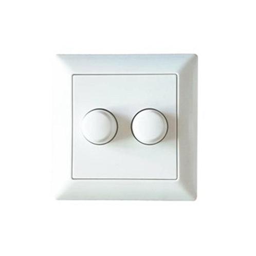 Afdekraam inclusief dubbele draaiknop LED Dimmer - Wit -, Doe-het-zelf en Verbouw, Elektra en Kabels, Schakelaar, Nieuw, Ophalen of Verzenden
