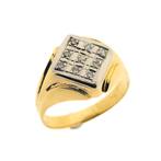 18 Krt. Bicolor gouden zegelring met diamant | 0,09 ct., Sieraden, Tassen en Uiterlijk, Ringen, Gebruikt, Overige kleuren, 19 tot 20