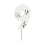 Witte Kaars 9 Jaar Gebladerd 5cm, Hobby en Vrije tijd, Verzenden, Nieuw
